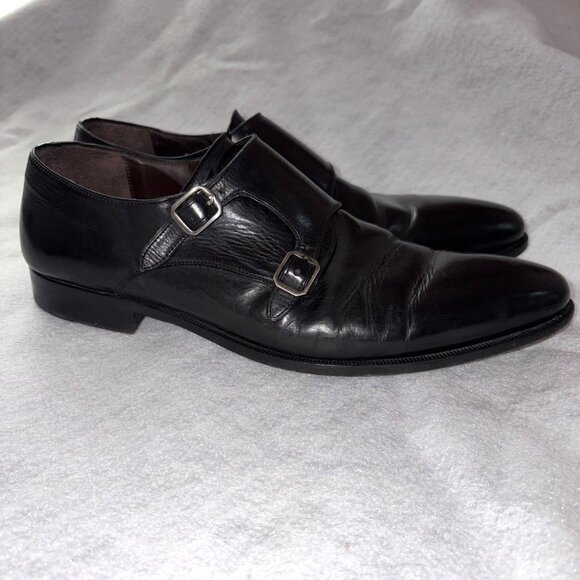 Mezlan Dress Shoes Mens 11.5 Black Leather Double Monk Strap Made in Spain - Picture 1 of 7